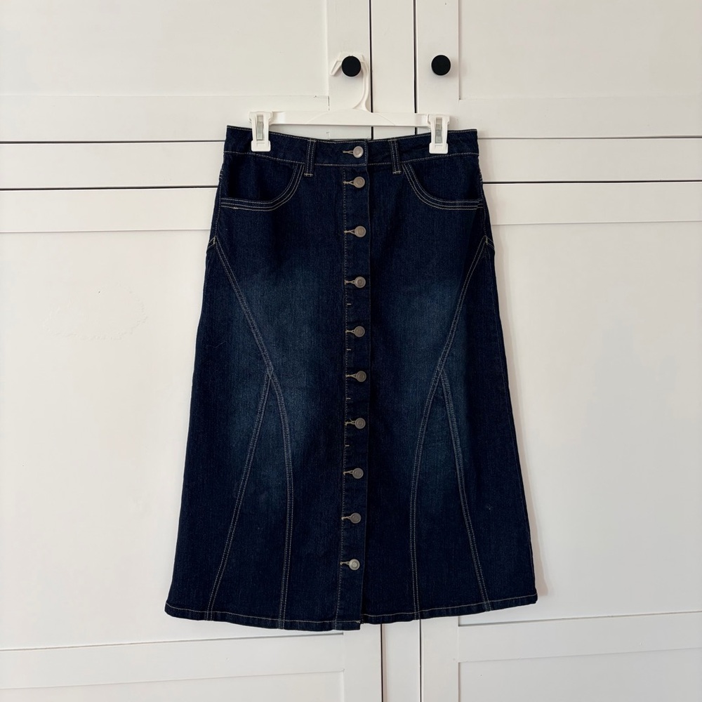 Denim Button Front Midi Skirt Size 4
